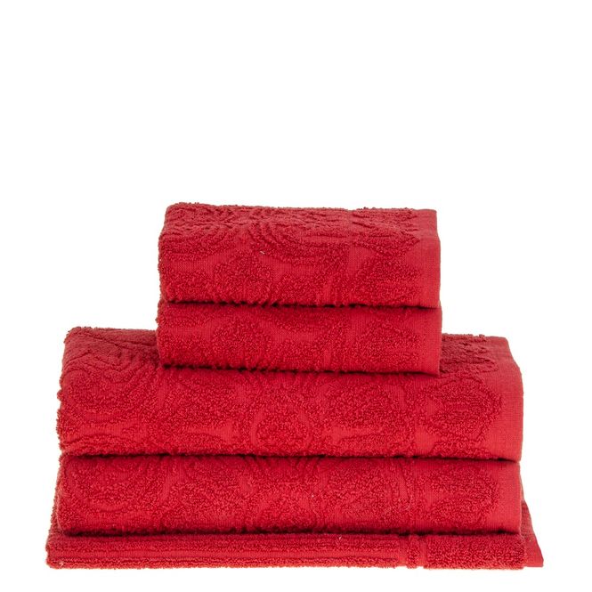 jogo toalhas banho buddemeyer 5p florentina vermelho