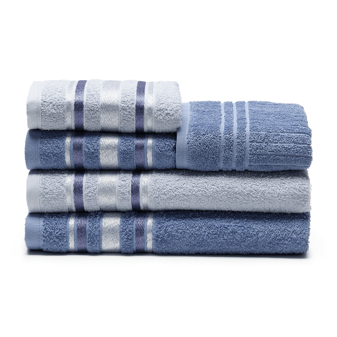 jogo toalhas banho santista 5p prata serena azul indigo
