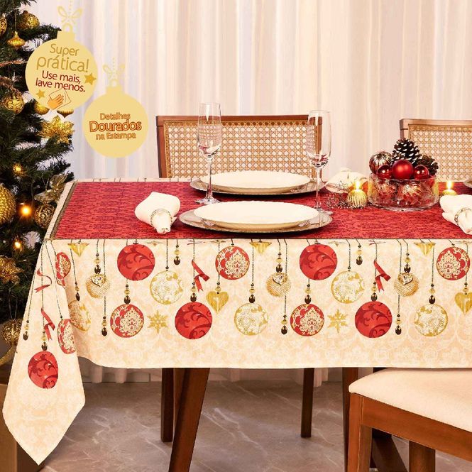toalha mesa super prática lepper retangular natal 6 lugares