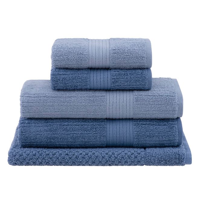 jogo toalhas banhão buddemeyer 5p fio penteado azul 0115