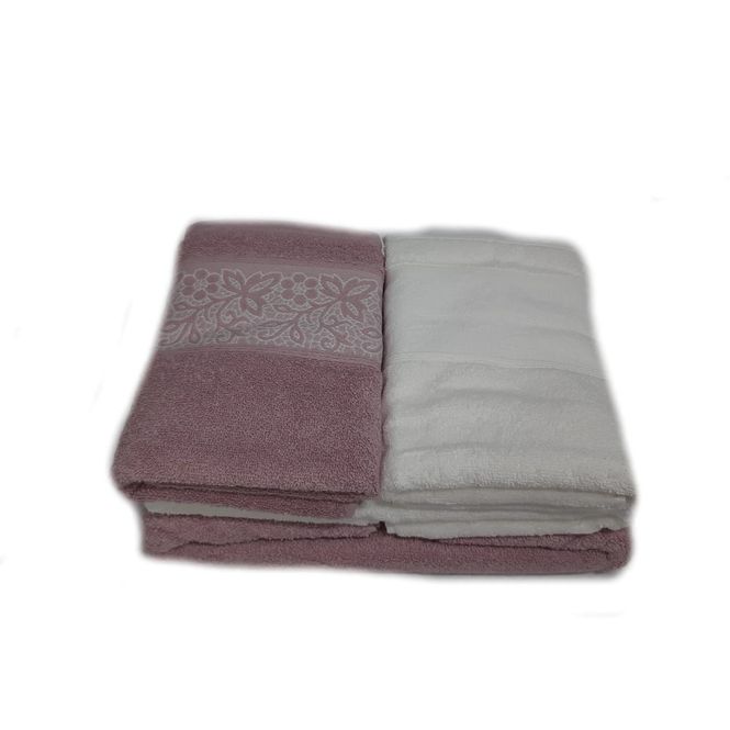 jogo toalhas banho santista 4p platinum rosa branco